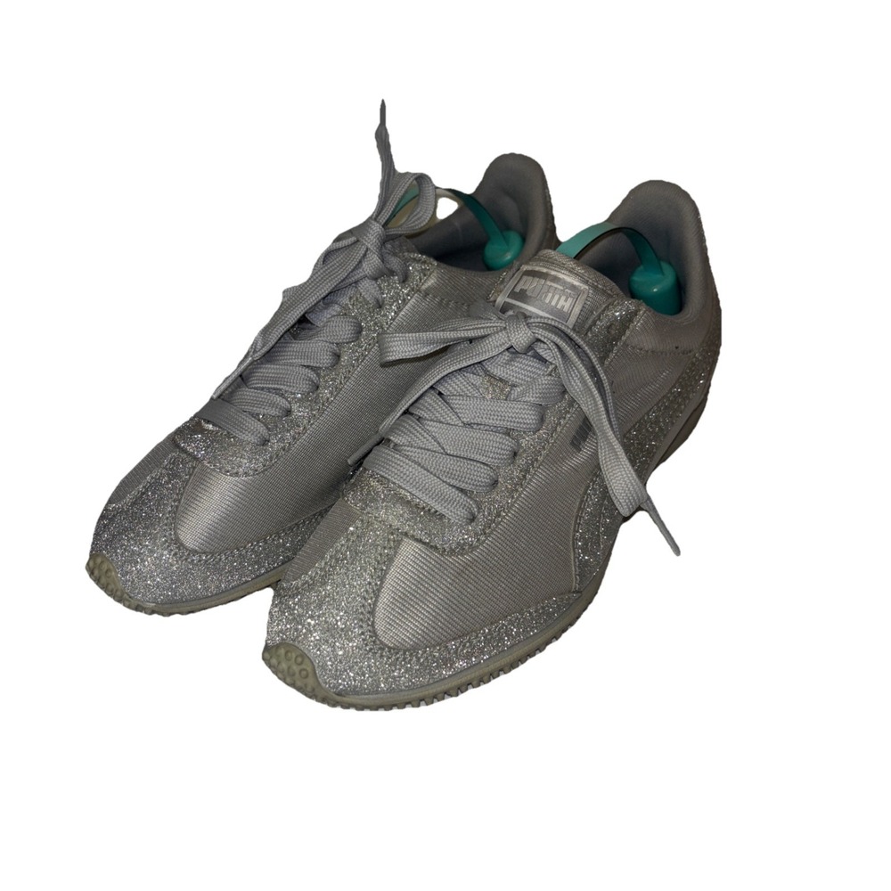 Puma Women's Us 7 Sneaker Shoe Running Sparkles Lace Up Gym Active Y2K Silver